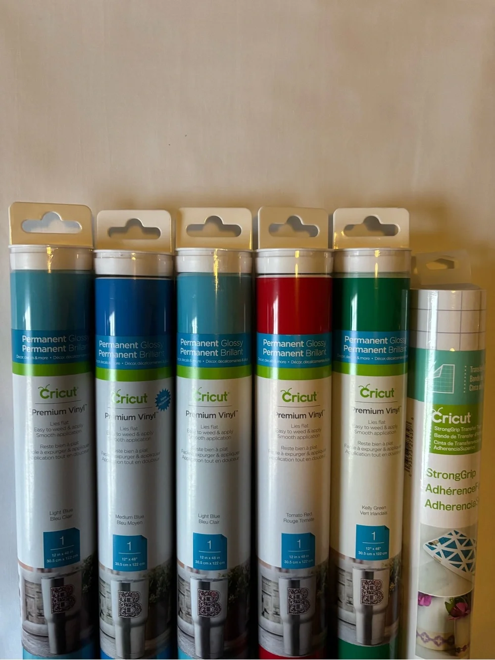 Cricut Premium Vinyl Rolls - Teal, Blue, Light Blue, Red, Green